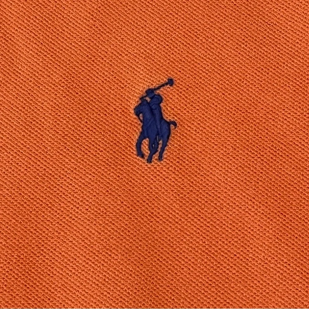 POLO Ralph Lauren Men Orange 100%Cotton Blue Pony Logo Classic Shirt Size L Tall